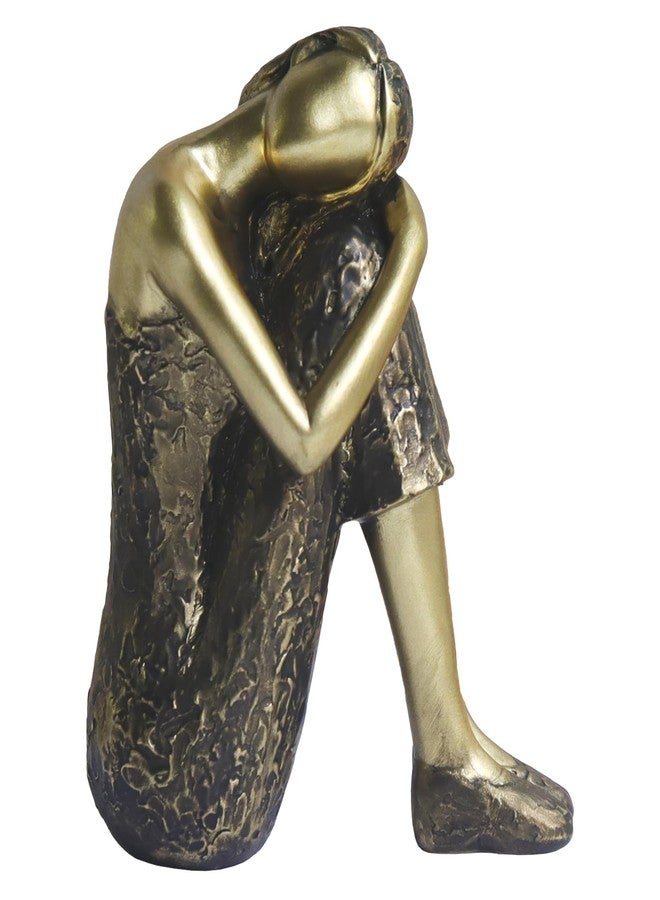 Pigort Rustic Gold Thinker Statue Abstract Sculpture - Collectible Woman Figurine Art Home Office Bookshelf Decorative Objects Desktop Decor for Women, 4.6 x 3.7 x 2.6 inches - Image 1